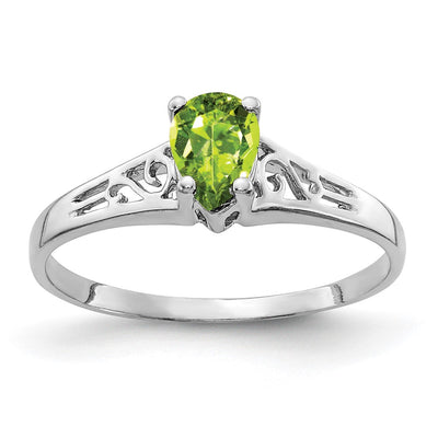 14K white gold peridot ring