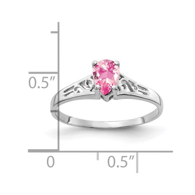 14K White Gold Pear Pink Tourmaline ring