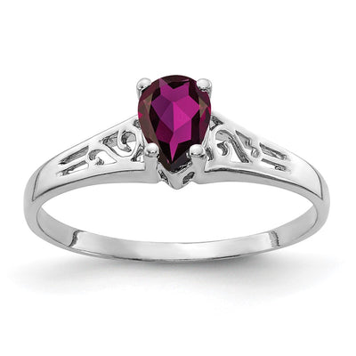 14K white gold garnet ring