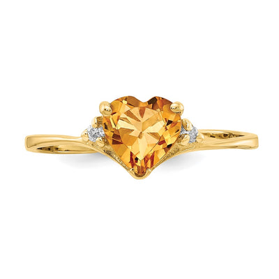14K Citrine Diamond Ring