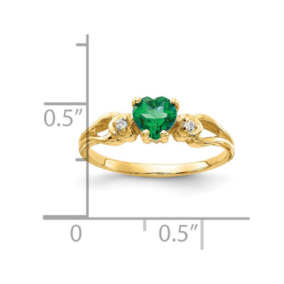 14K Heart Emerald Diamond ring