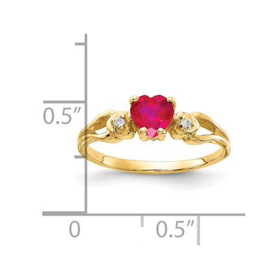 14K Heart Ruby Diamond ring
