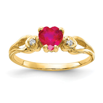 14K Heart Ruby Diamond ring