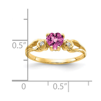 14K Heart Pink Sapphire Diamond ring