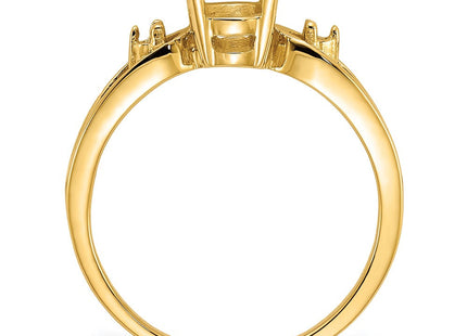 14k Polished .. Diamond & 7x5 Oval Gemstone Ring Mounting (Style Y2189)