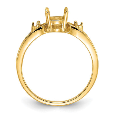 14K Polished .. Diamond & 7x5 Oval Gemstone Ring Mounting