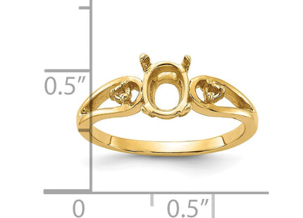 14k Polished .. Diamond & 7x5 Oval Gemstone Ring Mounting (Style Y2189)