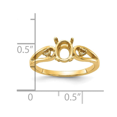 14K Polished .. Diamond & 7x5 Oval Gemstone Ring Mounting