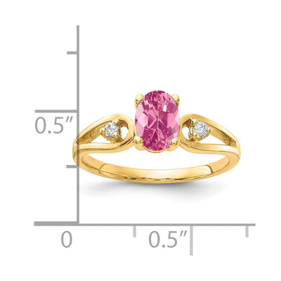 14K Oval Pink Tourmaline Diamond ring