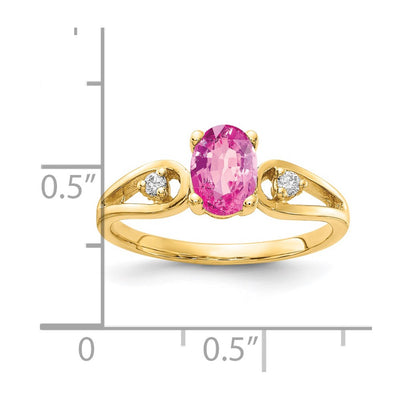 14K Oval Pink Sapphire AA Diamond ring
