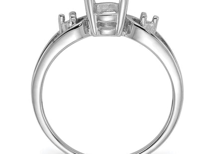 14k White Gold Polished .. Diamond & 7x5 Oval Gemstone Ring Mounting (Style Y2190)