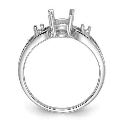 14K White Gold Polished .. Diamond & 7x5 Oval Gemstone Ring Mounting