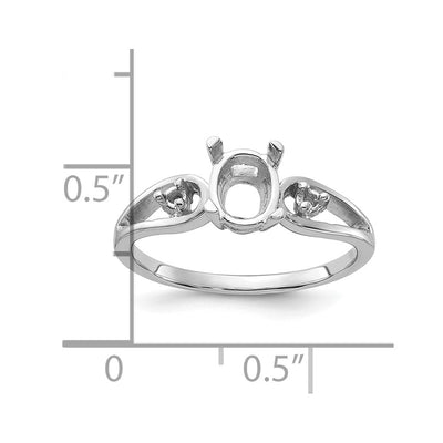 14K White Gold Polished .. Diamond & 7x5 Oval Gemstone Ring Mounting