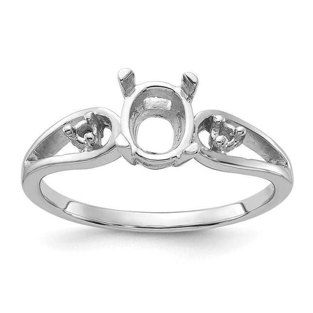 14K white gold diamond oval ring