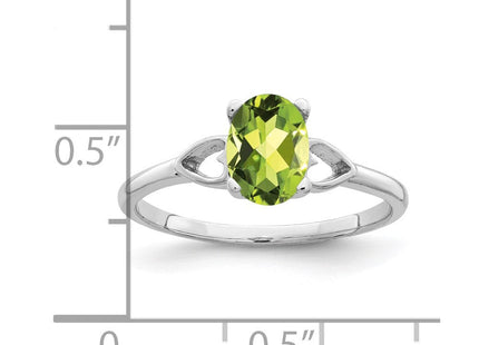 14K White Gold 7x5mm Oval Peridot Heart Ring, view 3