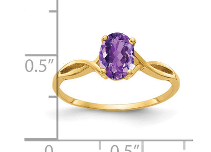 14K 7x5mm Oval Amethyst Twist Ring, view 3