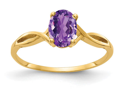 14K 7x5mm Oval Amethyst Twist Ring