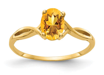 14K 7x5mm Oval Citrine Twist Ring