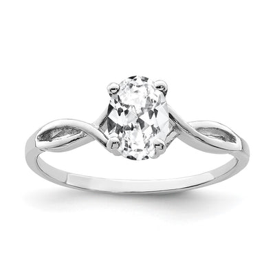 14K white gold cubic zirconia oval ring