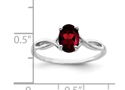 14K White Gold 7x5mm Oval Garnet Twist Ring, view 3