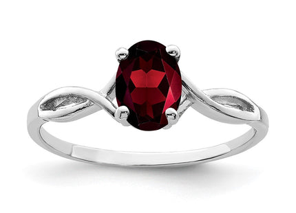 14K White Gold 7x5mm Oval Garnet Twist Ring