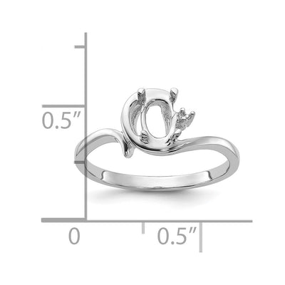 14K White Gold Polished .. Diamond & 7x5 Oval Gemstone Ring Mounting