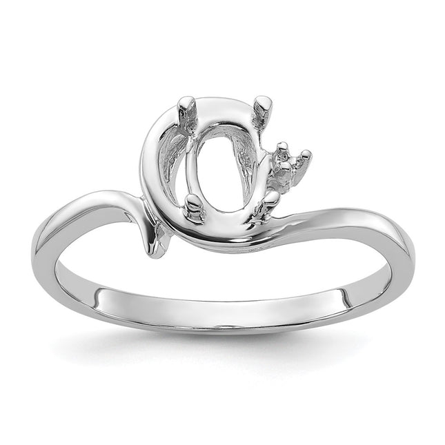 14K white gold diamond oval ring