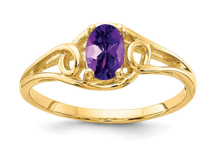 14K 6x4mm Oval Amethyst Loop Ring