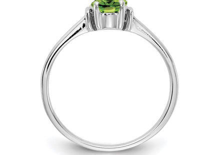 14K White Gold 7x5mm Oval Peridot Solitaire Ring, view 3