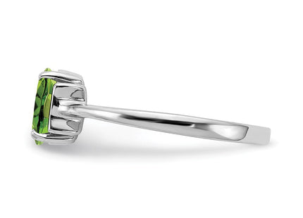 14K White Gold 7x5mm Oval Peridot Solitaire Ring, view 2