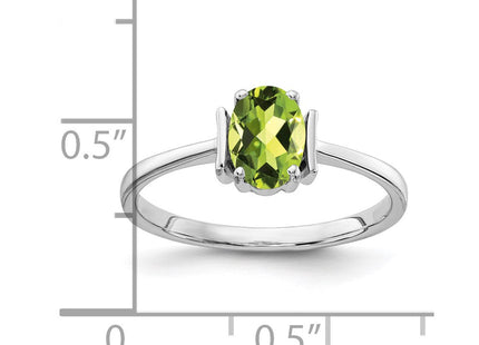 14K White Gold 7x5mm Oval Peridot Solitaire Ring, view 6