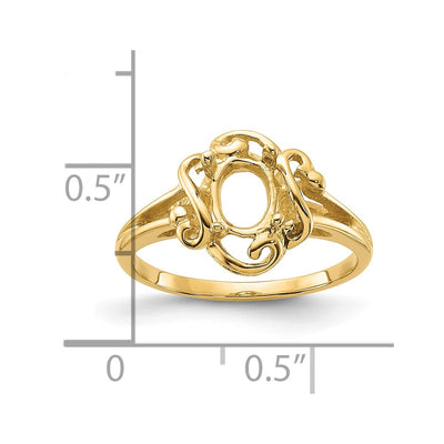 14K Polished 7x5 Oval Gemstone Ring Mounting