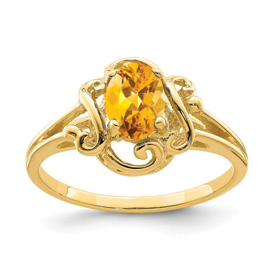 14K Oval Citrine ring