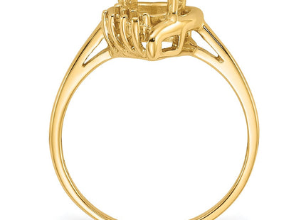 14k Polished .. Diamond & Heart Gemstone Ring Mounting (Style Y2233)