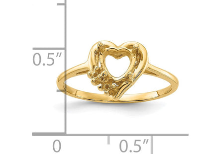 14k Polished .. Diamond & Heart Gemstone Ring Mounting (Style Y2233)
