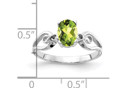 14K White Gold 8x6mm Oval Peridot ring, view 3