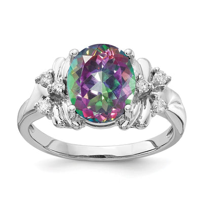 14K white gold diamond oval ring