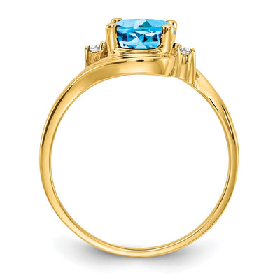 14K Blue Topaz Diamond ring