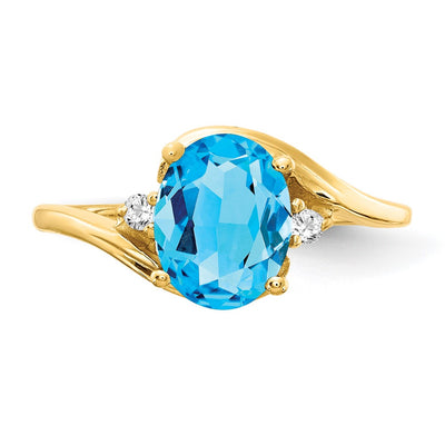14K Blue Topaz Diamond ring