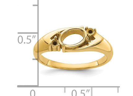 14K gold diamond oval ring, another view