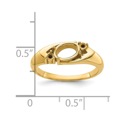 14K Polished .. Diamond & 7x5 Oval Gemstone Ring Mounting