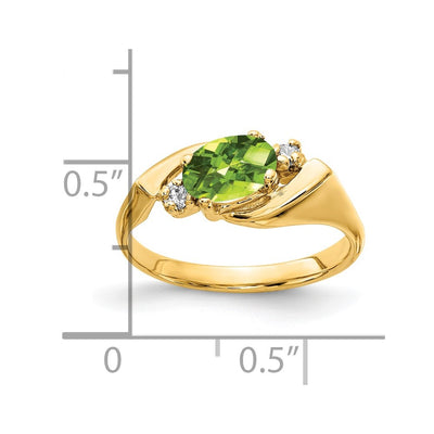 14K Oval Peridot Checker Diamond ring