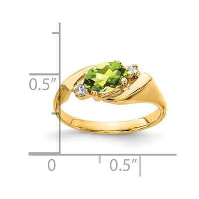 14K Oval Peridot Checker Diamond Ring