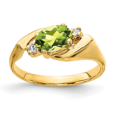 14K gold diamond oval ring