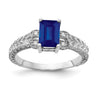 14k White Gold Emerald Cut Sapphire AAA Diamond ring