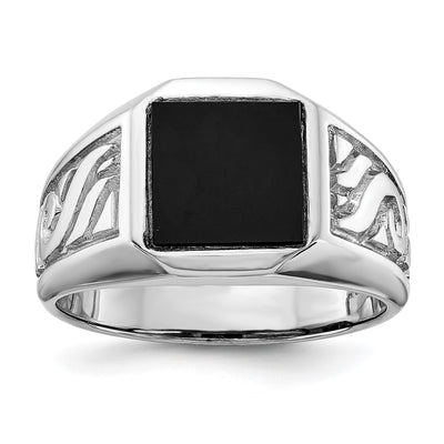 14K white gold onyx ring