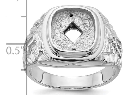 14k White Gold Men's Polished and Textured Masonic Ring Mounting (Style Y4036)