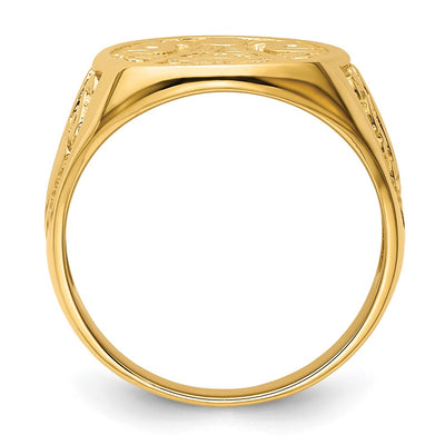 14K Men's Polished and Grooved (Not Enameled) Masonic Ring