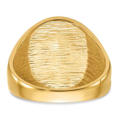 14K Men's Polished and Grooved with Black Enamel Masonic Ring
