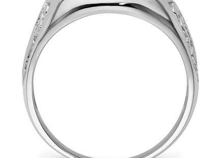 14k White Gold Men's Polished and Grooved (No Enamel) Masonic Ring (Style Y4042)